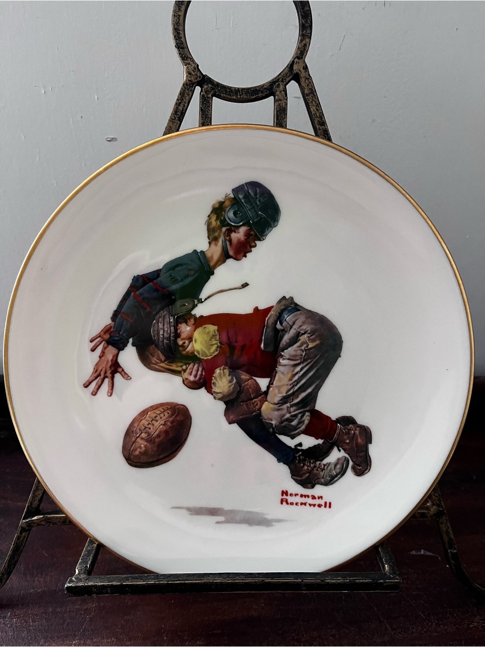 Vintage Norman Rockwell Danbury Mint Saturdays Heroes Football Plate 1978
